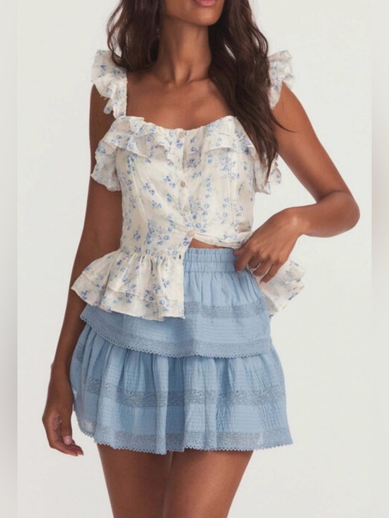 LoveShackFancy Dresses & Skirts - LoveShackFancy Heather Blue Ruffle Mini
Sz XS
